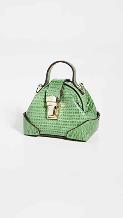 Shop Manu Atelier Micro Demi Crossbody Bag In Green Lizard