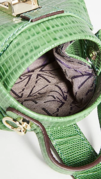 Shop Manu Atelier Micro Demi Crossbody Bag In Green Lizard