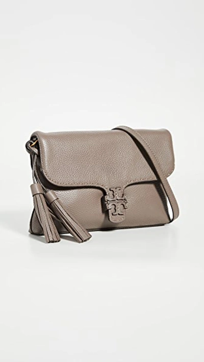 Shop Tory Burch Mcgraw Flap Crossbody In Silver Maple