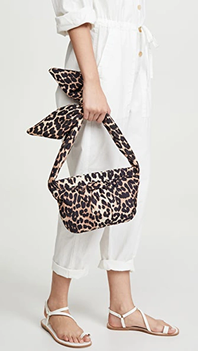 Shop Ganni Tie Shoulder Leopard Shoulder Bag