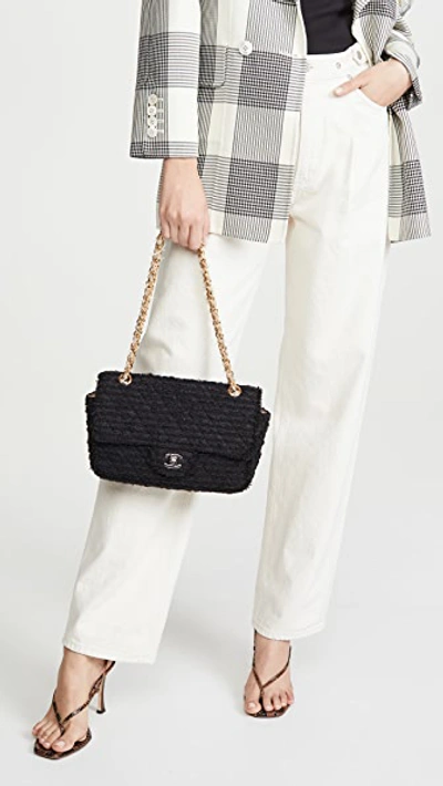 Pre-owned Chanel Black Tweed Half Flap Bag