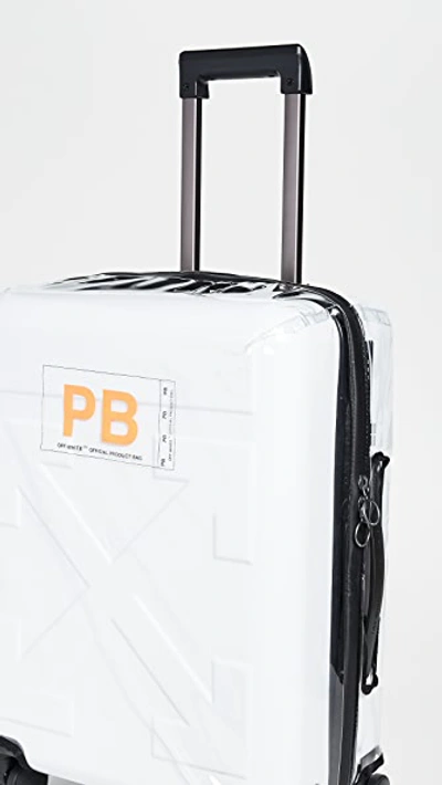 Shop Off-white Arrow Trolley Suitcase In White