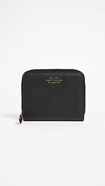 Shop Smythson Panama Zip Coin Purse In Black