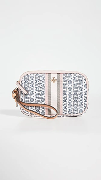 Shop Tory Burch Gemini Link Canvas Wristlet In Coastal Pink Gemini Link