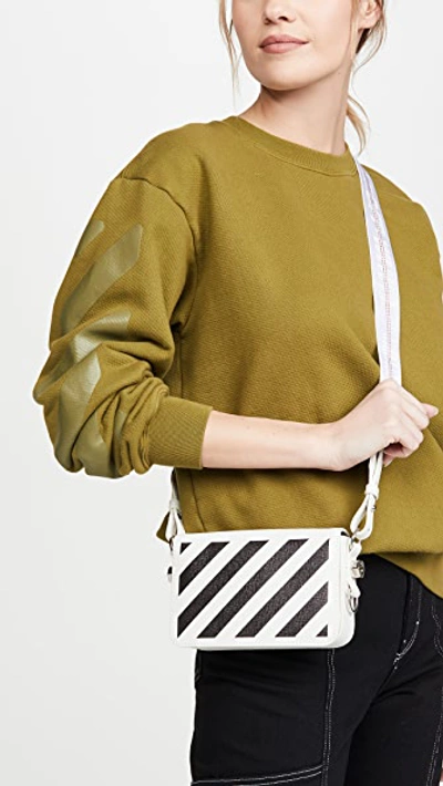 Shop Off-white Diagonal Mini Flap Bag In White/black