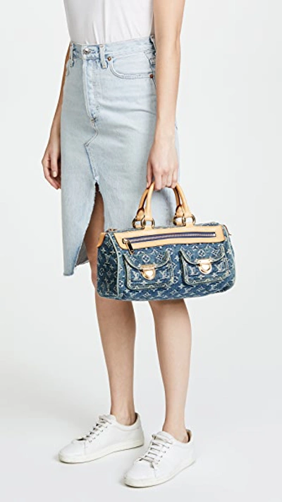 Pre-owned Louis Vuitton Denim Ab Neospeedy Bag In Blue Denim