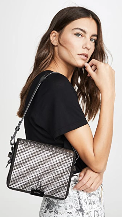 Shop Off-white Diagonal Crystal Flap Bag In Black Dark Crystal