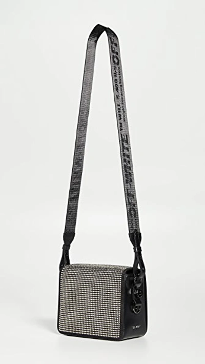Shop Off-white Diagonal Crystal Flap Bag In Black Dark Crystal