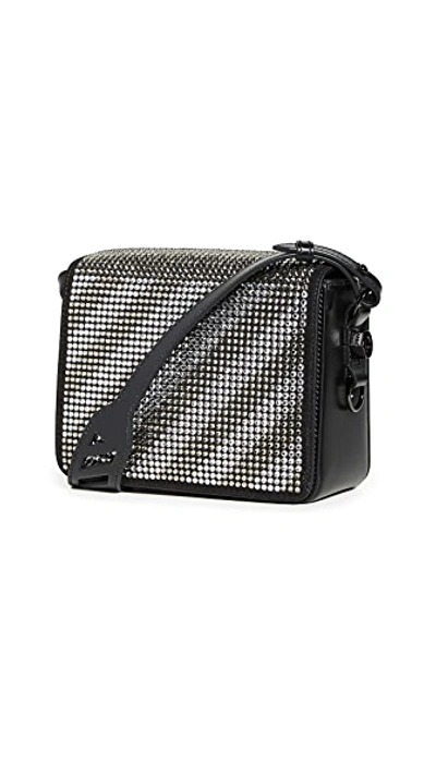 Shop Off-white Diagonal Crystal Flap Bag In Black Dark Crystal