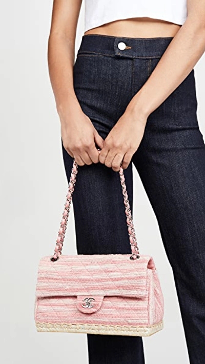 Pre-owned Chanel Pink Tweed Espadrilles Bag