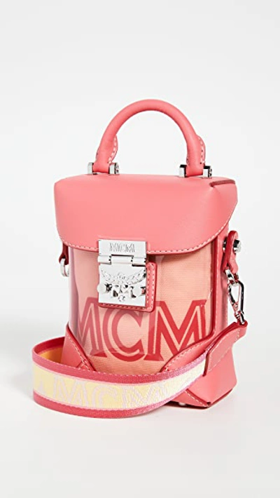 Shop Mcm Soft Berlin Transparent Mini Crossbody Bag In Teaberry