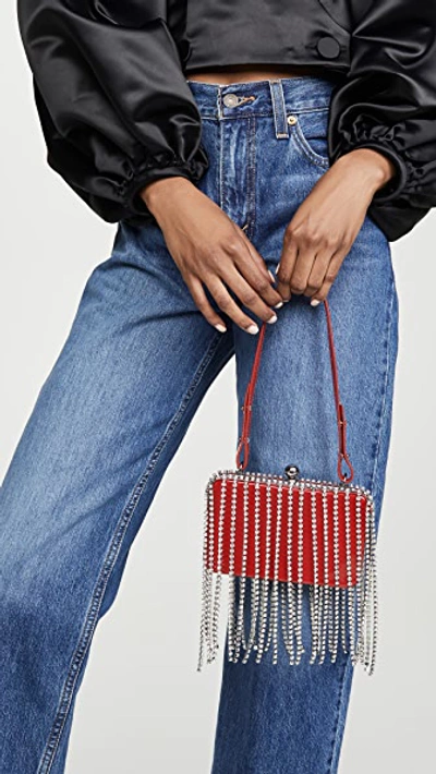 Shop Area Crystal Fringe Phone Clutch In Red