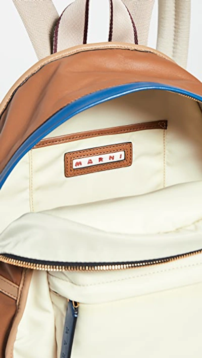 Shop Marni Reversible Backpack In White/raw Sienna/iolite