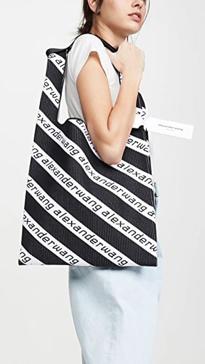 Shop Alexander Wang Knit Large Shopper Tote In Black/white