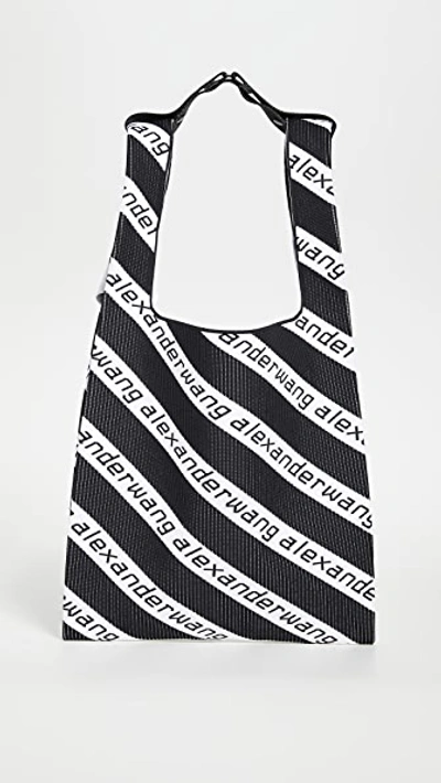Shop Alexander Wang Knit Large Shopper Tote In Black/white