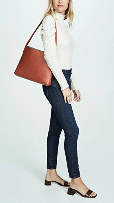 Shop Mansur Gavriel Small Hobo Bag In Brandy/avion