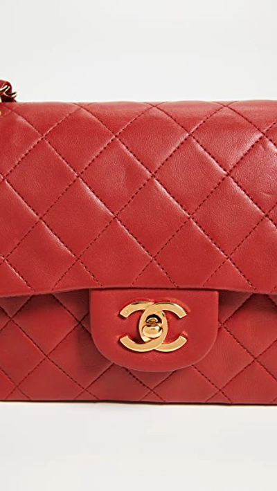 Pre-owned Chanel Lambskin Classic Flap Bag In Red