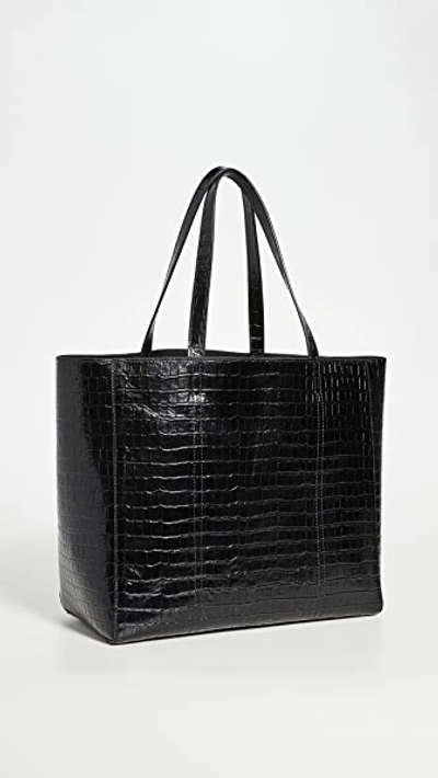 Shop Anine Bing Croco Tote Bag In Black