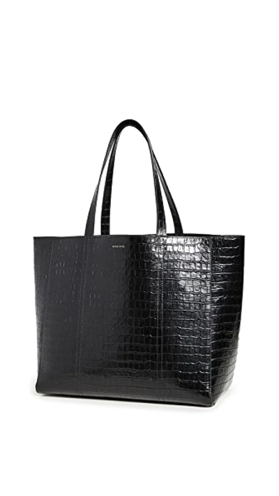 Shop Anine Bing Croco Tote Bag In Black