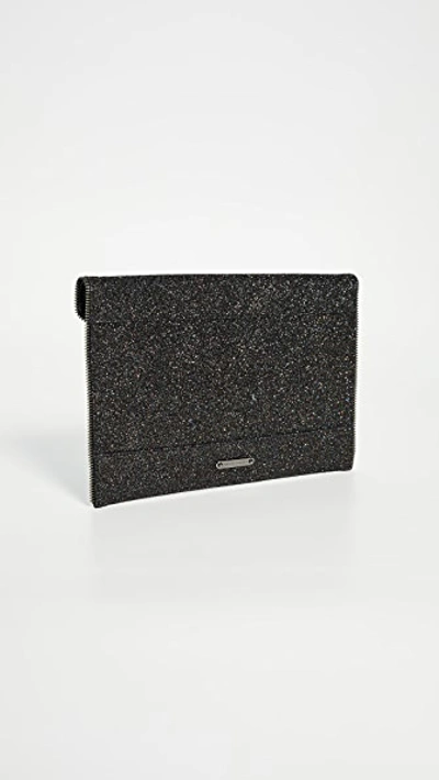 Shop Rebecca Minkoff Glitter Leo Clutch In Black