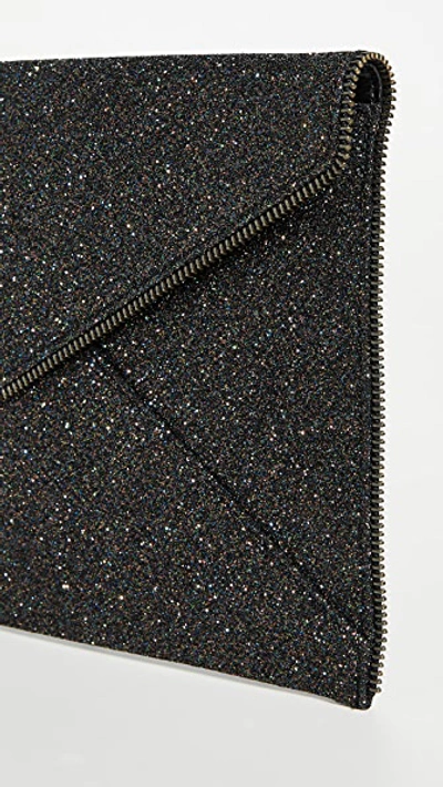 Shop Rebecca Minkoff Glitter Leo Clutch In Black