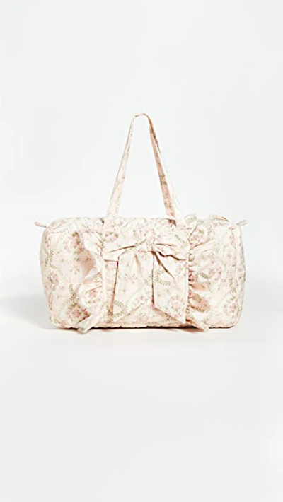 Shop Loveshackfancy Shelby Weekender Bag In Rose Hemp
