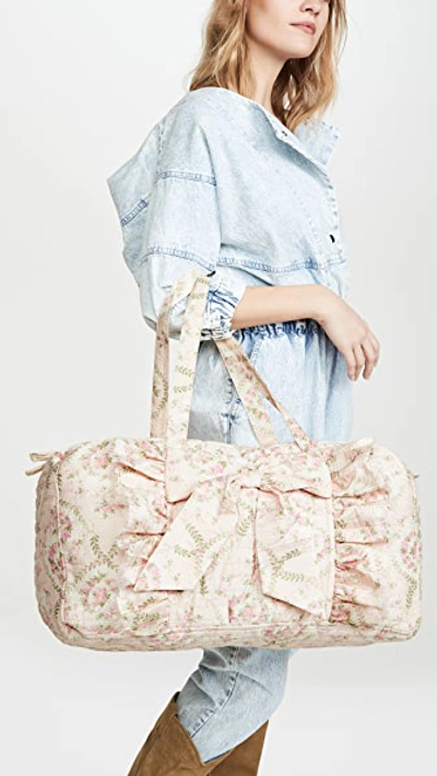 Shop Loveshackfancy Shelby Weekender Bag In Rose Hemp