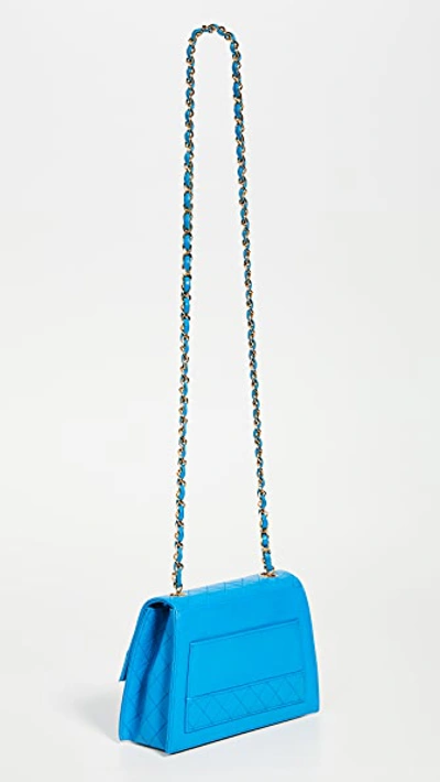 Pre-owned Chanel Lambskin Trapezoid Bag In Blue