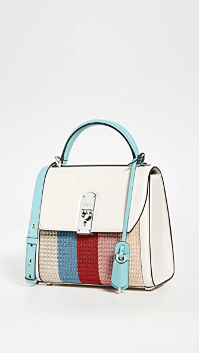 Shop Ferragamo Boxyz Bag In Multi Turquoise