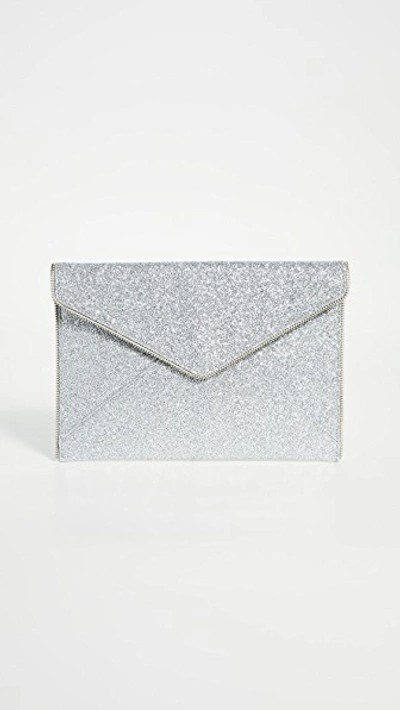 Shop Rebecca Minkoff Glitter Leo Clutch In Silver