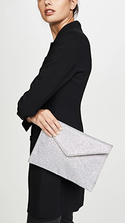 Shop Rebecca Minkoff Glitter Leo Clutch In Silver