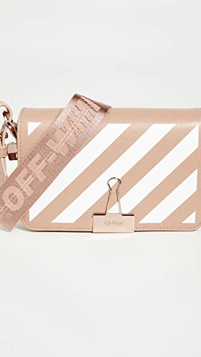 Shop Off-white Diagonal Mini Flap Bag In Nude/white