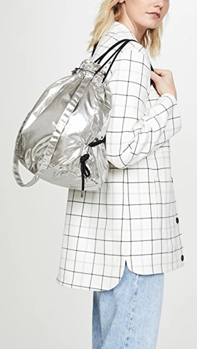 Shop Mm6 Maison Margiela Convertible Backpack In Silver