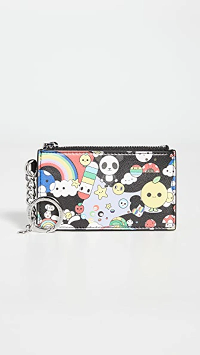 Shop Alice And Olivia X Friends With You Regina Print Zip Top Card Case In Md Black