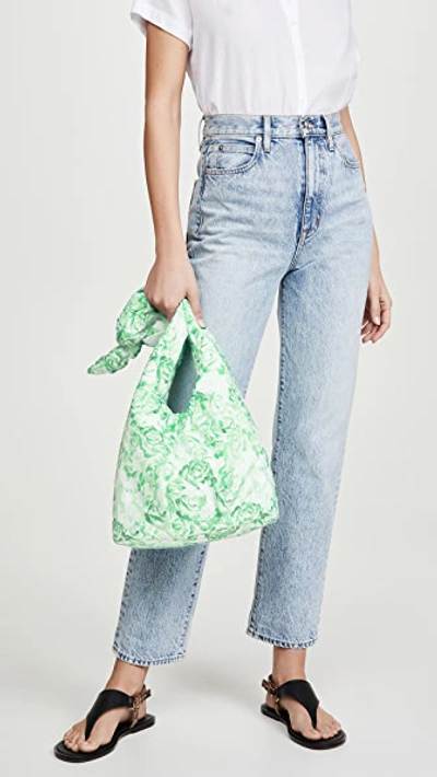 Shop Ganni Mini Floral Shoulder Bag In Island Green