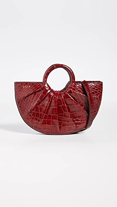 Shop Dlyp Pleated Bender Mini Bag In Burgundy Croc