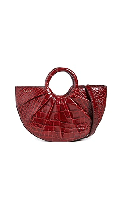 Shop Dlyp Pleated Bender Mini Bag In Burgundy Croc