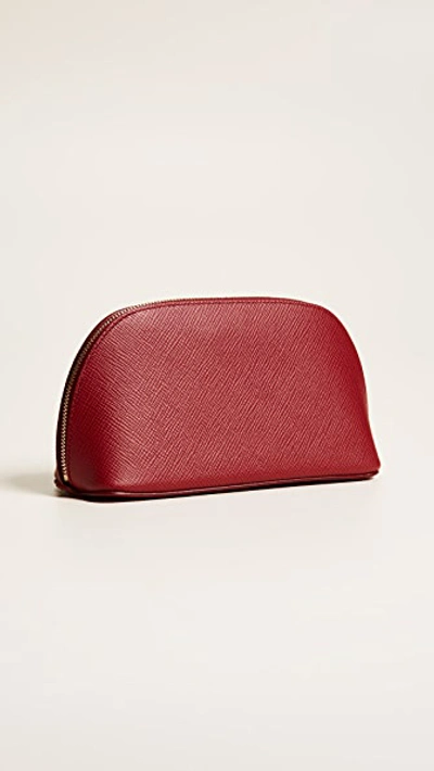 Shop Smythson Panama Cosmetic Case In Red