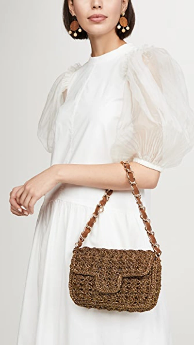 Shop Caterina Bertini Woven Shoulder Bag In Brown