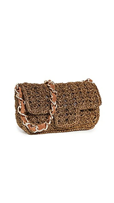 Shop Caterina Bertini Woven Shoulder Bag In Brown