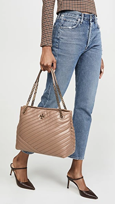 Shop Tory Burch Kira Chevron Tote In Classic Taupe