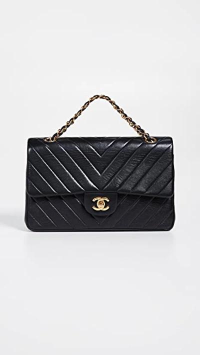 Pre-owned Chanel Chevron Flap Bag In Black