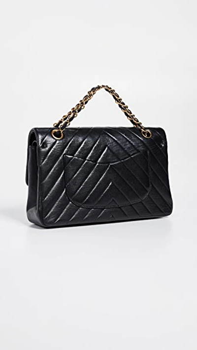Pre-owned Chanel Chevron Flap Bag In Black