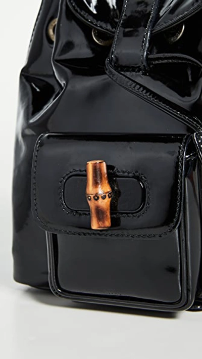Pre-owned Gucci Black Patent Bamboo Backpack