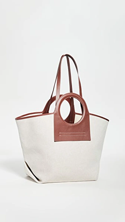 Shop Hereu Cala Tote In Beige/chestnut