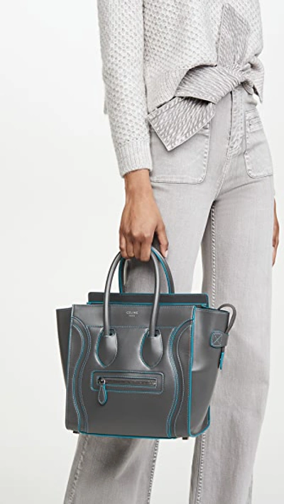 Pre-owned Celine Grey Smooth Luggage Micro Bag
