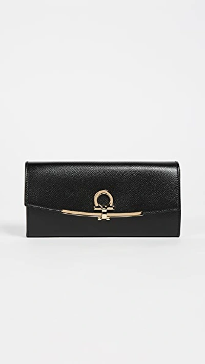 Shop Ferragamo Gancino Clip Wallet Nero