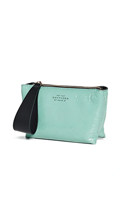 Shop Smythson Mini Pillow Pouch In Seagreen