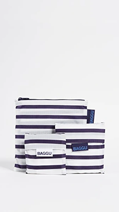 Shop Baggu Standard Triple Set In Sailor Stripe