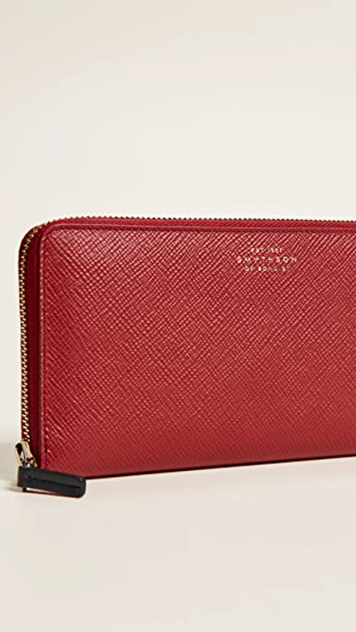 Shop Smythson Panama Zip Around Wallet In Red